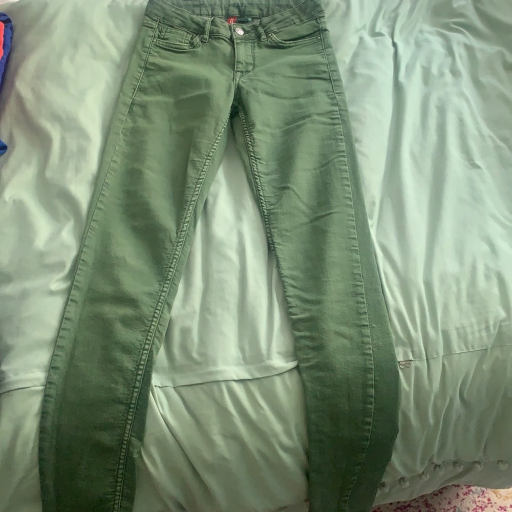 Army green skinny jeans